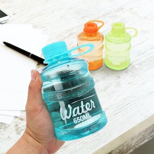 650ml Water Bottle Portable Bottles Creative Colorful Mini Bucket Plastic PC Water Bottles With Handle Portable Space Cup Bottle