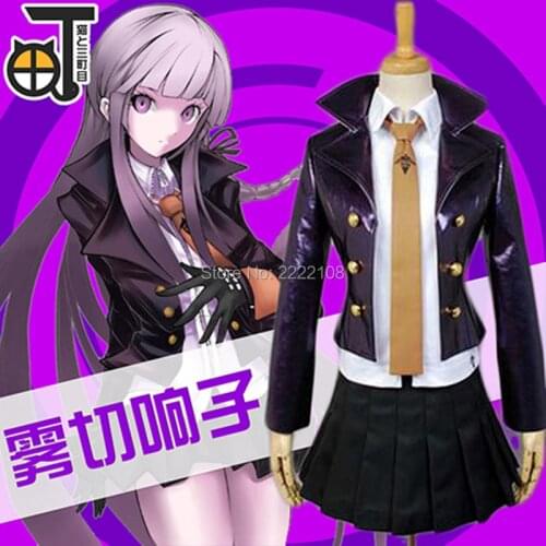 Cheap New Supre DanganRonpa 2 Dangan Ronpa KyoKo Kirigiri Cosplay Costume School Uniform Dress women Girl Handmade Free Shipping