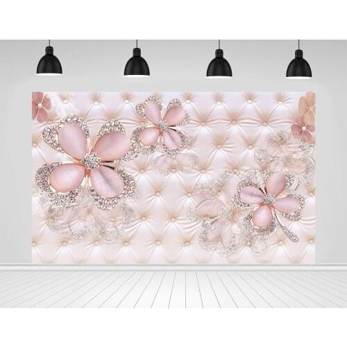 Scopiso Photography Backdrops Pink Headboard Bed Diamond Pattern Flowers Butterfly Birthday Background Photozone Photo Studio