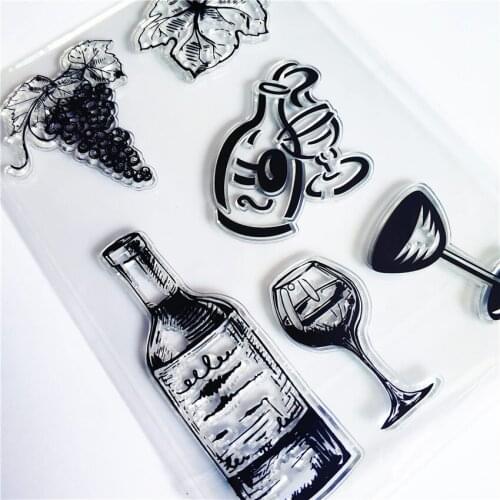Hot sale Wine glass Transparent Clear Stamps / Silicone Seals Roller Stamp for DIY scrapbooking photo album/Card Making
