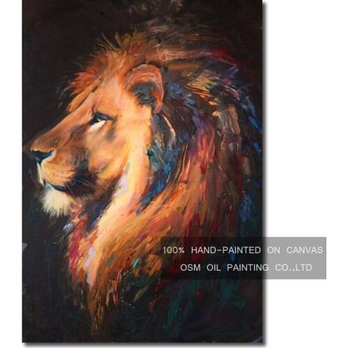 Expert Artist Pure Hand-painted High Quality Lion King Oil Painting on Canvas The King of The Plains Oil Painting For Decoration