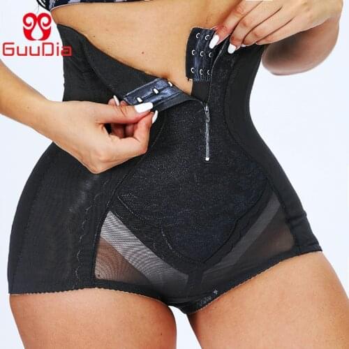 GUUDIA Sexy Mesh Tummy Control Panties Waist Trainer Body Shapers Shorts Women Shapewear Corsets Zipper Hook Shaper Waist Slim