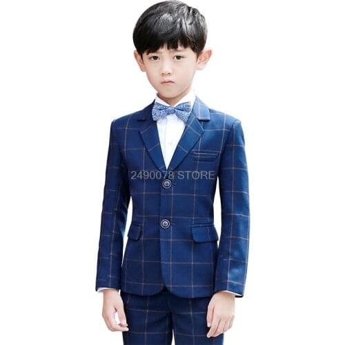 Boys Luxurious Wedding Suit Prince Noble Jacket Vest Pants Bowtie 4Pcs Dress Children Piano Show Performance Party Costume