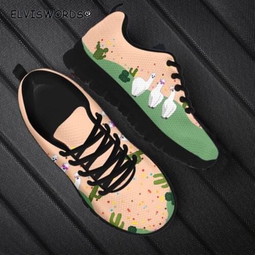 ELVISWORDS Cute Sheep Design Brand Design Womans Footwear Flat-Shoes Casual Non-slip Air Mesh Sneakers for Ladies zapatos mujer