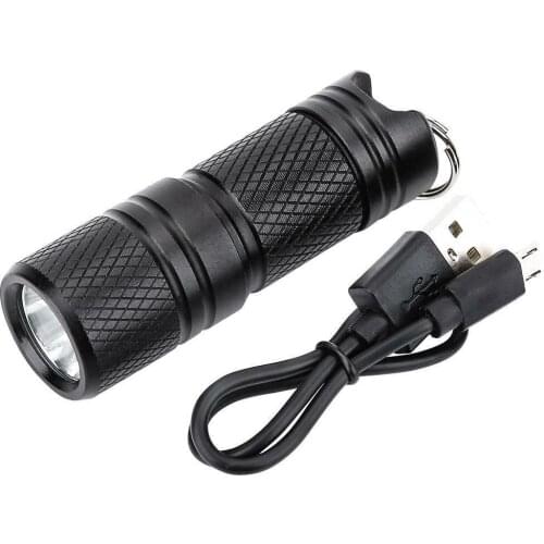 HOT SALES!!! New Arrival Outdoor Mini Portable Keychain USB Rechargeable LED Flashlight Torch Lamp Light Wholesale Dropshipping