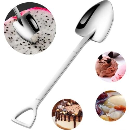 Stainless Steel Coffee Scoop Shovel Shape Dessert Spoon Food Grade Ice Cream Candy Tea Spoon Tableware Drinkware Tools Wholesale