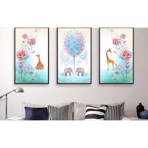 Fashion minimalist Nordic print garden animal without frame decorative paint painting living room bedroom