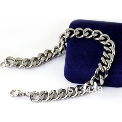 Fashion mirror finished 100% Stainless Steel 10mm cowbay link chain Bracelet Bangle good mens gifts,free shipping