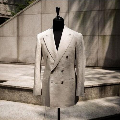 Mens Suit Top Gray Smart Casual Style Singal-Breasted V-Sleeve Jacket Fashion Handsome Overcoat