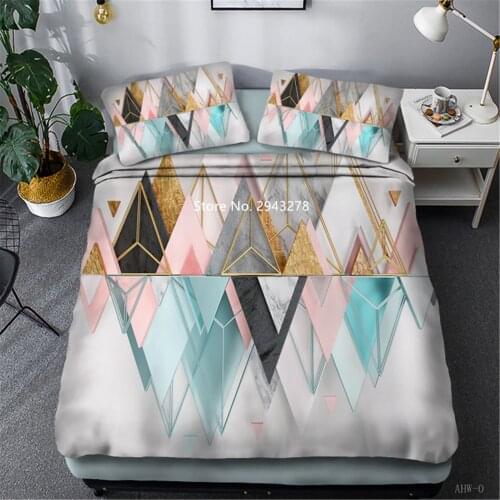 Mosaic Geometry Home Three-piece Set 3D Digital Comfort Duvet Quilt Cover Pillowcase Children Adult Bedding Set Home Textile