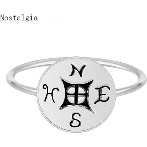 Nostalgia Mens Compass Fashion Rings For Women 2018 Anillos Hombre Girlfriend Boyfriend Gift