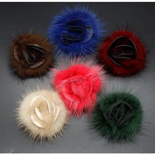 New products for autumn and winter, mink fur rabbit ears, lace flower cloth stickers and buckle pin brooches, sweater coat decor
