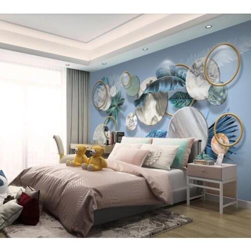 Custom Wallpaper 3d Tropical plant leaf feather 3D background TV Background Wallpaper Living room Bedroom Mural