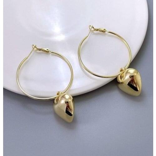 Origin Summer Minimalist Silver Color Heart Hoop Earrings for Women Big Hooks Metal Love Hanging Earring Simple Korean Jewelry