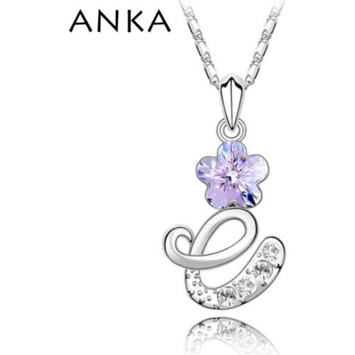 ANKA nice necklace letter E pendant fine polishing mirror finish with rhodium plated Crystals from Austria #84260