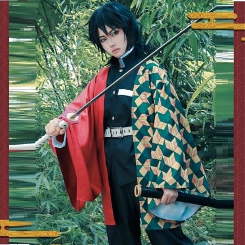 Anime Demon Slayer Kimetsu no Yaiba Cosplay kids boys adut men children Tomioka Giyuu Cosplay Kimetsu no Yaiba Costume Wig