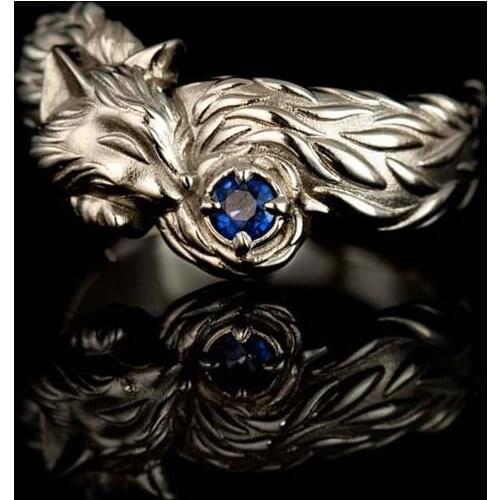 Retro Delicate Cute Animal Fox Ring Blue Zircon Ring Womens Gold/silver Color Ring Fashion Wedding Party Jewelry Accessories