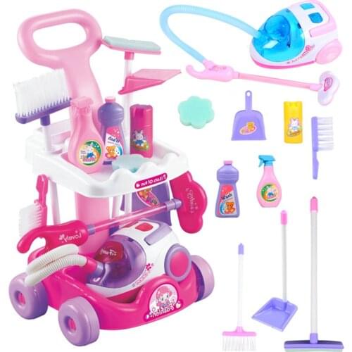 Gardening Trolley Simulation Vacuum Repair Kids Cleaning Set Watering Shovel Prepared Trolley Toys Watering Shovel Trolley Toys