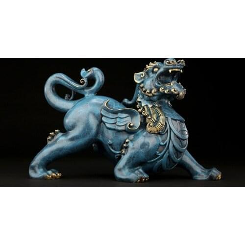 Pure copper Pi Xiu mascot sculpture statue Chinese mythical animal lucky ornaments High-end home decoration accessories