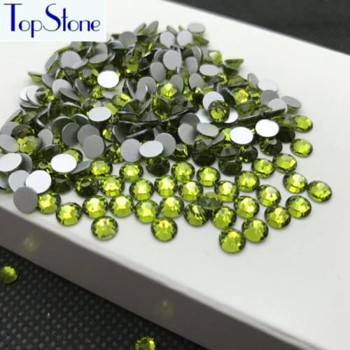 Topstone Non hotfix Rhinestone Flatback ss3-ss40 Olivine Color Glue On Nail Art 3D Glass Crystals