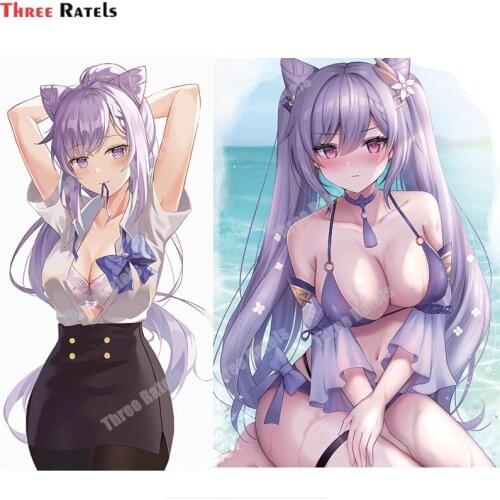 Three Ratels A854 Keqing Genshin Impact Car Stickers Decal Anime Cute Car Accessories Decoration Vinyl Material