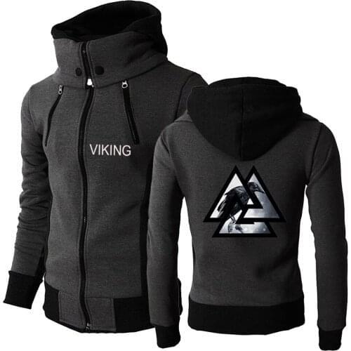 Unisex Spring Autumn Mens Viking legend Ragnars Raven Zipper Hoodies Sportswear Harajuku Sweatshirt Hooded Wild Coats