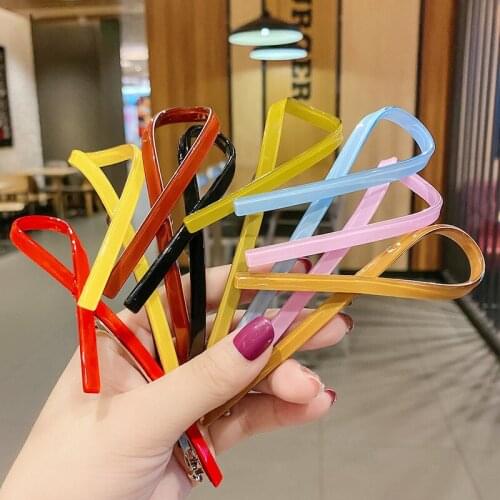 1PC NEW Simple Korean Female Edge Hairpin Ribbon Bangs Top Net Candy Color Girls Spring Clip Headdress