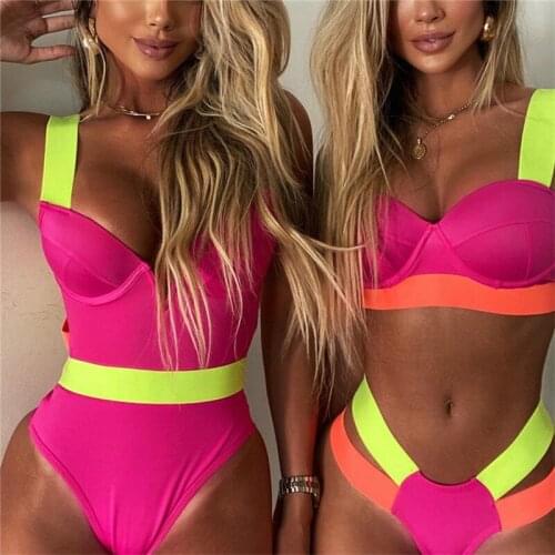 Womens Sexy 2Pcs Bikini Swimwear V-neck Crop Tops High Waist Triangle Bottoms Swimsuit Beach Wear Summer Swimming Suit