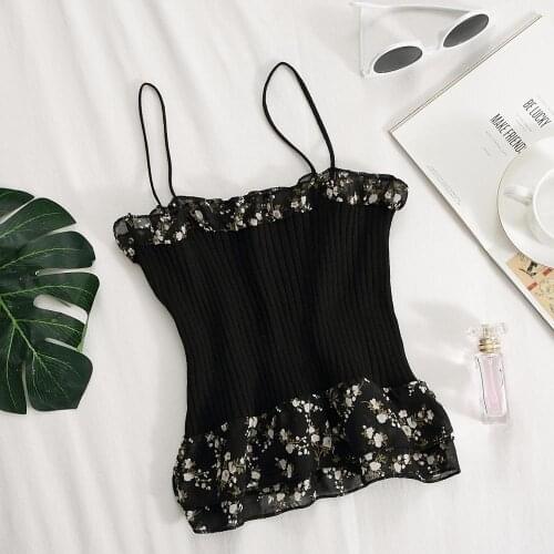 HELIAR Laced Up Crop Tops Women Spaghetti Print Crop Tops For Women Women 2020 Summer Solid Crop Tops Women