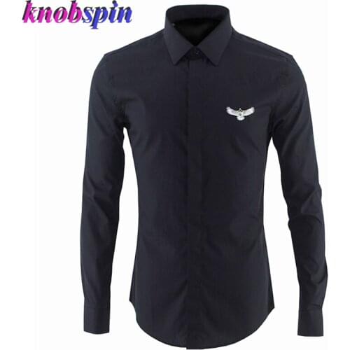Brand Men Shirt Solid color long sleeve Business male Dress Shirts 2019 Slim Casual Chemise homme Plus size Cotton Workwear men