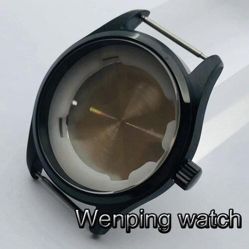 Corgeut 40mm black PVD case stainless steel watch case fit ETA 2824 NH35 NH36 movement