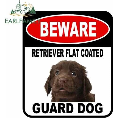 EARLFAMILY 13cm x 11cm BEWARE RETRIEVER FLAT COATED GUARD DOG Car Sticker Cover Scratches Composite Sign Pet Dog Decal