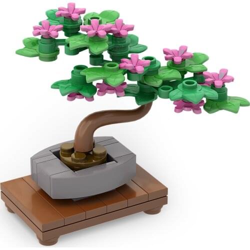 MINI Bonsai Tree Green Bush Flower Grass Plant Model Ornament Building Blocks Bricks Educational Assembly Toy Gift