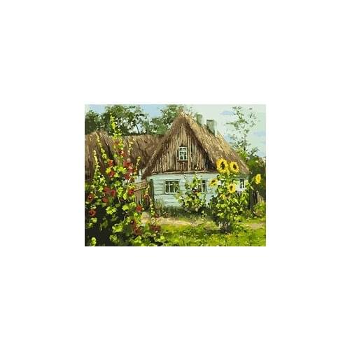 MaHuaf-X515 Wooden Framed DIY Oil Painting by numbers on canvas hand painted Paint By Numbers Kit Art Craft house Flowers 40x50