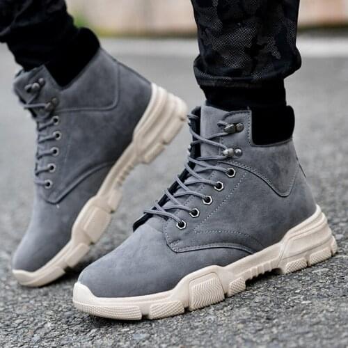 Men Shoes Sapatos Tenis Masculino Male Autumn Winter Front Lace-Up Leather Ankle Boots Shoes Man Casual High Top Men K4-81
