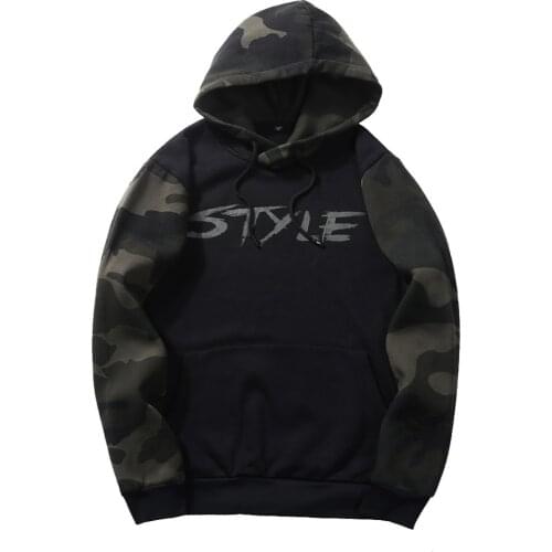 Mens Hoodies autumn and winter sweatshirts camouflage hooded jacket large size shirt for Men Casual Streetwear Camo Patchwork