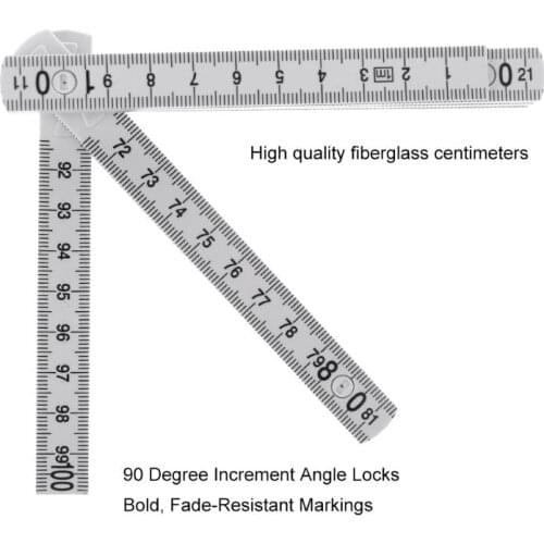 1M 2M 10-parts Folding Carpenters Ruler Lightweight Compact Measuring Stick Slide Fold Up for Woodworking