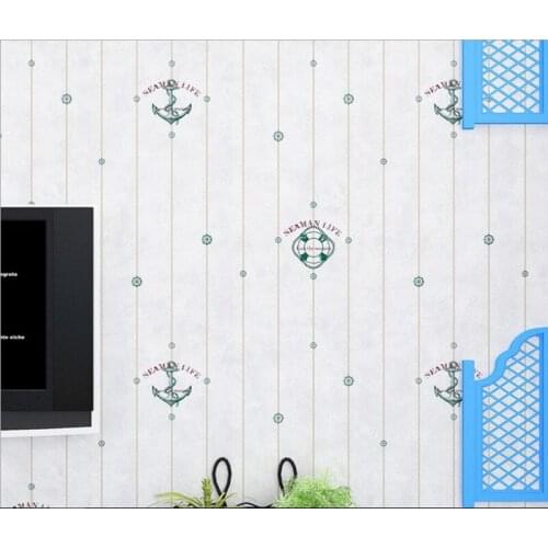 Modern Anchor Non-woven Wallpapers Rolls for Walls Kids Room Bedroom Pink Purple Wall Papers Home Decor Papel De Parede 10M