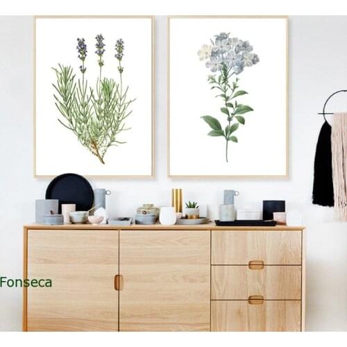 Vintage Botanical Poster Blue Flower Lavender Canvas Painting Wall Art Plant Picture For Living Room Nordic Home Decor