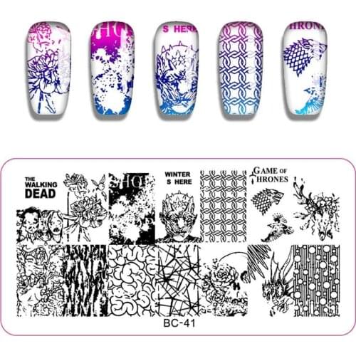 1PC Nail Art Stamping Halloween Pattern Animal Skull Design Rectangle template Nail Stamping Plate stencil for nails art