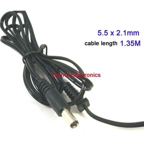 1pcs/lot 5.5 x 2.1mm Male Power Jack Plug With Wire 1.35M Free Shipping