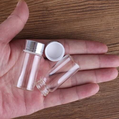 10pcs 14ml 22*60mm Spice Jars Clear Glass Bottles with Silver Caps Empty Glass Jars DIY Crafts Glass Vials Perfume Bottle