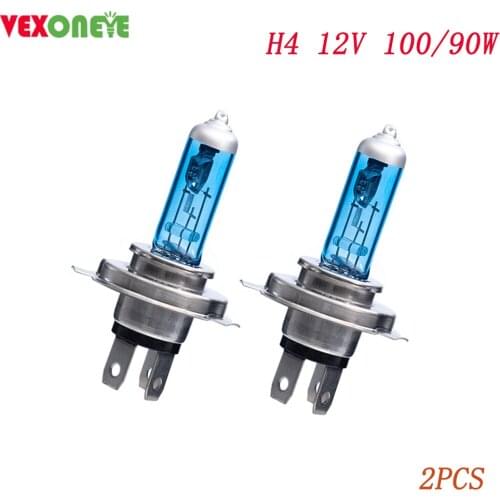 2pcs H4 12V 100/90w Super White Headlight High Bright Halogen Bulb High Power Car Headlight