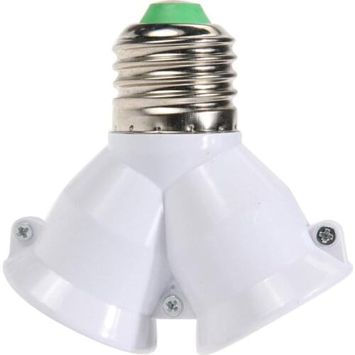 2 In 1 Double E27 Socket Base Bulb Extender Splitter Contact Adapter Converter Plug Halogen Light Lamp Bulb Holder Copper PBT