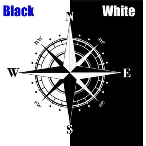 2019 Art Design Vinyl Compass Car Stickers Decals Black / White Car Stickers 15cm * 15cm