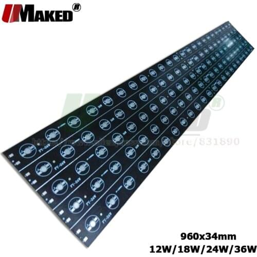 50pc LED PCB L:960mm Aluminum heatsink plate 12W 18W 24W 30W 36W Floolight pcb for LED Aquarium Wall Light Strip LAMP DIY by DHL