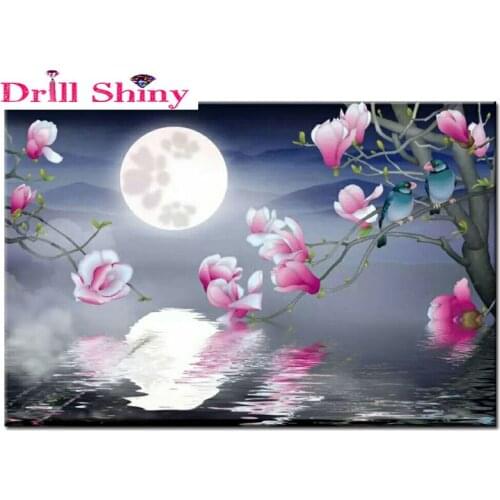 5D Diamond Painting Cross Stitch landscape moon Diamond Embroidery square Drill Full Diy Diamond Mosaic flower Home Decoration