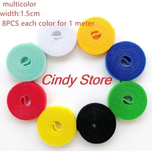 8PCS 1CM 1.5CM 2CM Width Plastic Magic Self-Adhesive Tape Back To Back Velcros DIY Nylon Cable Clip Ties Wire/Desktop Management