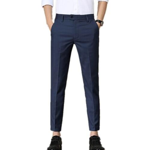 2020 Work Casual Pants Male Four Seasons Male Pants Nine Part Business Affairs Blue Suit Trousers
