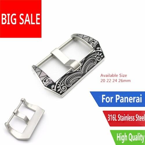 CARLYWET 20 22 24 26mm High Quality Stainless Steel Laser Engraved Tang Screw Buckle Western Antique Vintage For Panerai Zenith